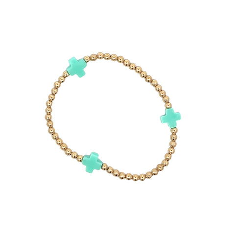 egirl Signature Cross Gold Filled Pattern 3mm Bead Bracelet