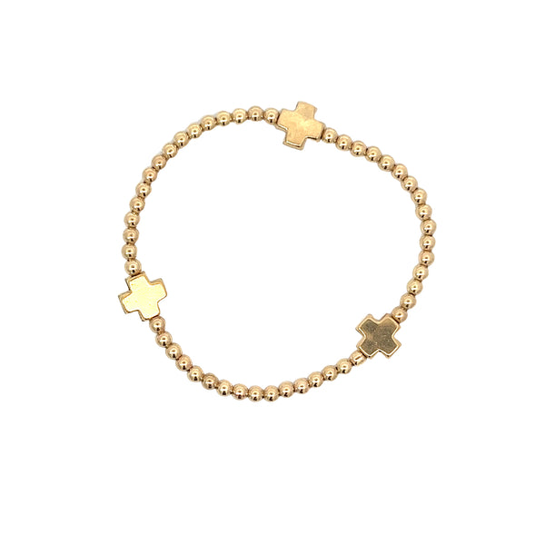 egirl Signature Cross Gold Filled Pattern 3mm Bead Bracelet in Gold