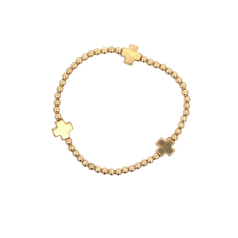 egirl Signature Cross Gold Filled Pattern 3mm Bead Bracelet in Gold