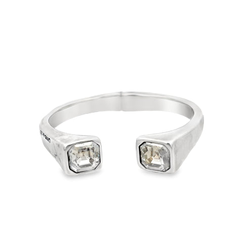 Sterling Silver Plated Cuff Bracelet in Clear Crystal