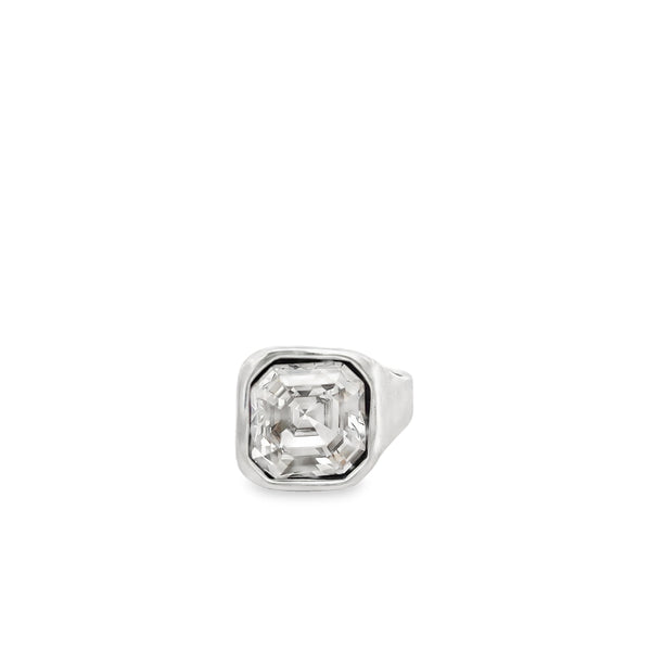 Sterling Silver Plated Ring with Clear Crystal