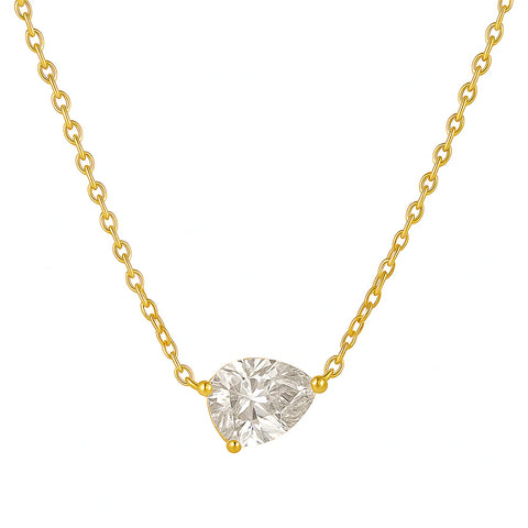Lola Solitaire Sideways Pear Necklace
