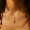 Wyatt Mini Cross Pendant Necklace in Gold