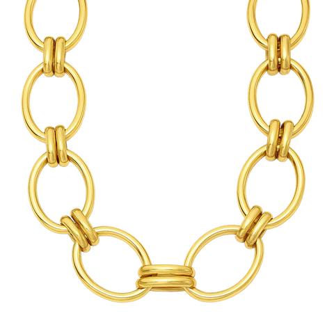 Ruby Oval Chain Necklace in Gold