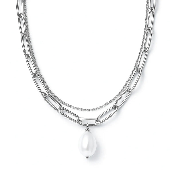 Renee Double Chain Pearl Choker Necklace