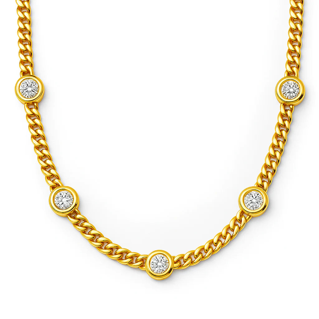 Ellery Bezel Chain Necklace in Gold