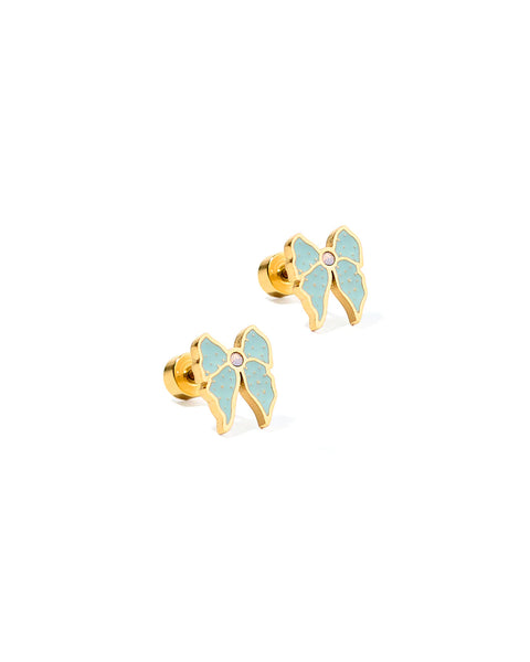 Finley Bow Gold Flat Back Screwback Stud Earrings