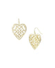 Adorned Heart Drop Earrings in Gold