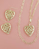 Adorned Heart Drop Earrings in Gold