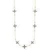 Enamel Cross Station Necklace in Black