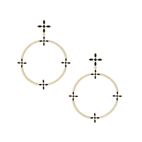 Radiant Beaded Statement Earrings in Black