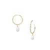 Adorned Pearl Drop Huggie Hoop Earrings