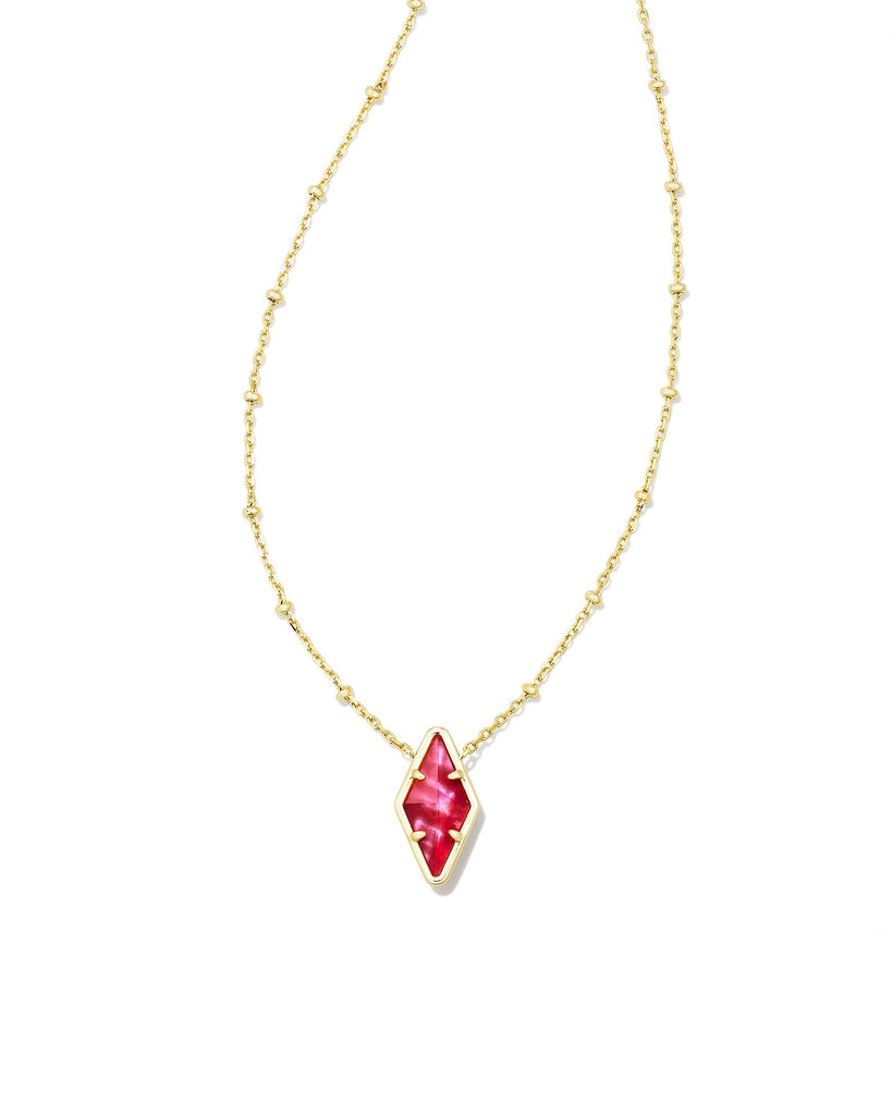 Kinsley Gold Short Pendant Necklace in Raspberry Illusion
