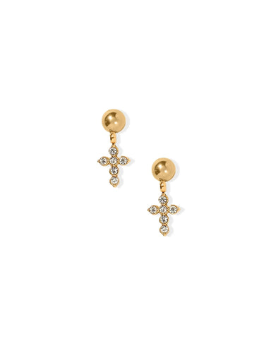 Millie Cross CZ Gold Screwback Stud Earrings