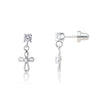 Girls Sterling Silver CZ w/Cross Earrings, First Communion