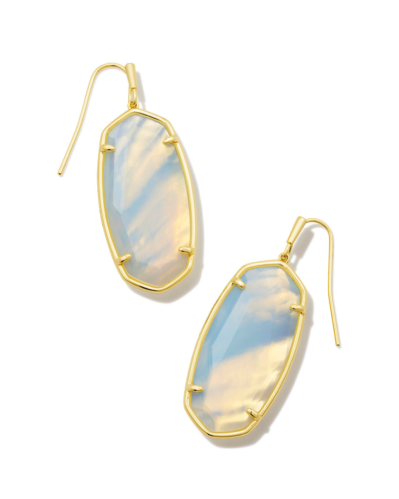 Faceted Elle Gold Drop Earrings in Iridescent Opalite Illusion