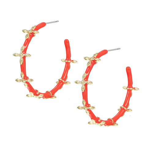 Sea Breeze Cross Hoop Earrings in Enamel