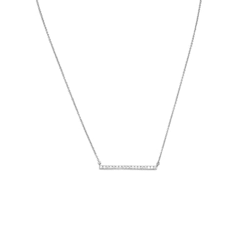 Sterling Silver CZ Bar Necklace