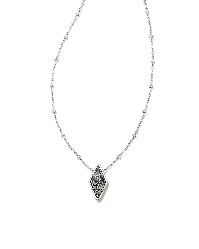 Kinsley Silver Short Pendant Necklace in Platinum Drusy