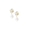 Horizon Pearl Drop Stud Earrings in Gold