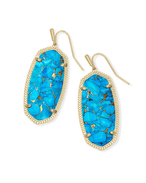 Elle Gold Earrings in Bronze Veined Turquoise