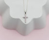 Girls 1st Communion Sterling Silver Pink CZ Cross Necklace