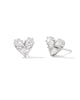 Katy Heart Stud Earrings in White CZ