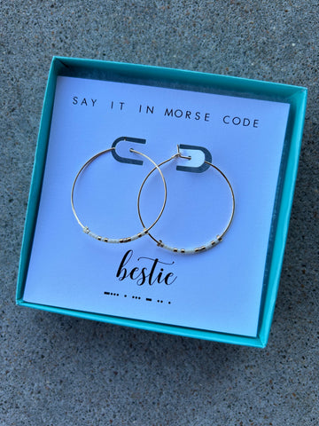 Bestie Morse Code Hoop Earrings