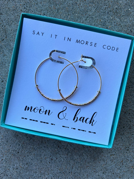 Moon & Back Morse Code Hoop Earrings