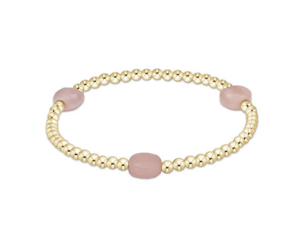 Admire Gold 3mm Bead Bracelet in Pink Opal