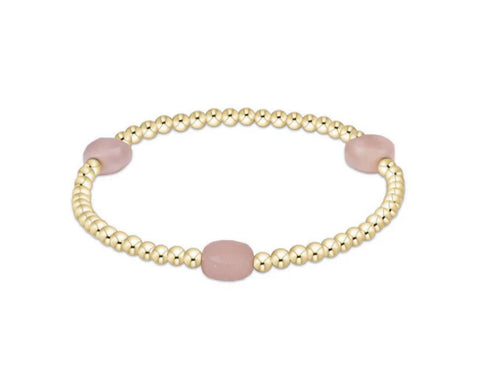 Admire Gold 3mm Bead Bracelet in Pink Opal