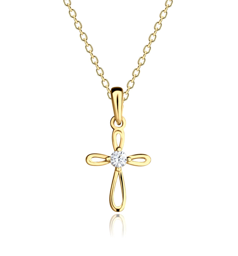 14K Gold-Plated Kids Cross Open Infinity Children's Necklace