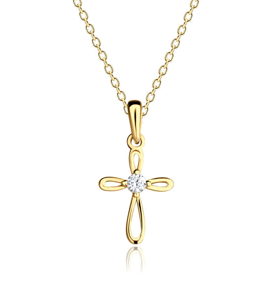 14K Gold-Plated Kids Cross Open Infinity Children's Necklace