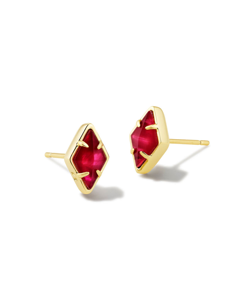 Kinsley Gold Stud Earrings in Raspberry Illusion