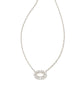 Elisa Silver Crystal Frame Short Pendant Necklace in Ivory Mother of Pearl