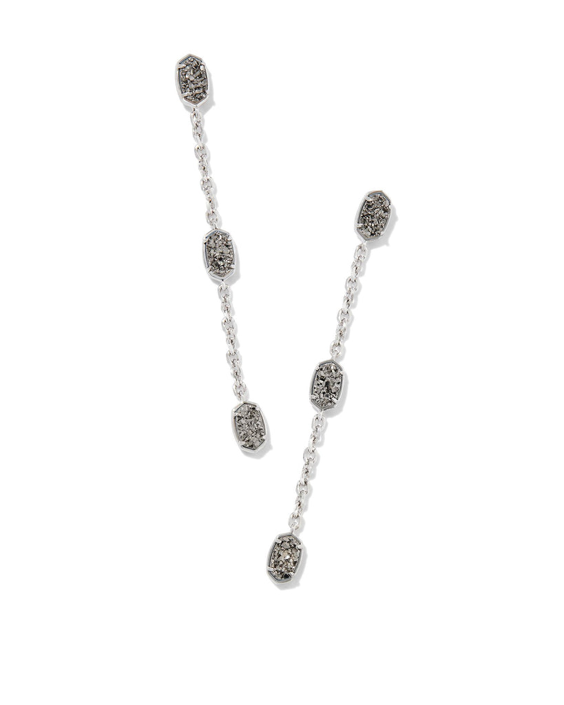 Emilie Silver Linear Earring in Platinum Drusy