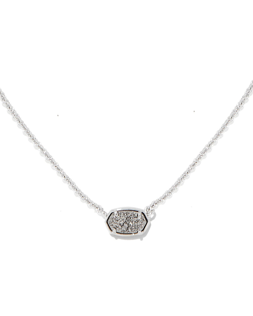 Emilie Silver Short Pendant Necklace in Platinum Drusy