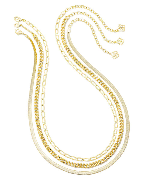 Gold Chain Layering Set of 3 Necklaces