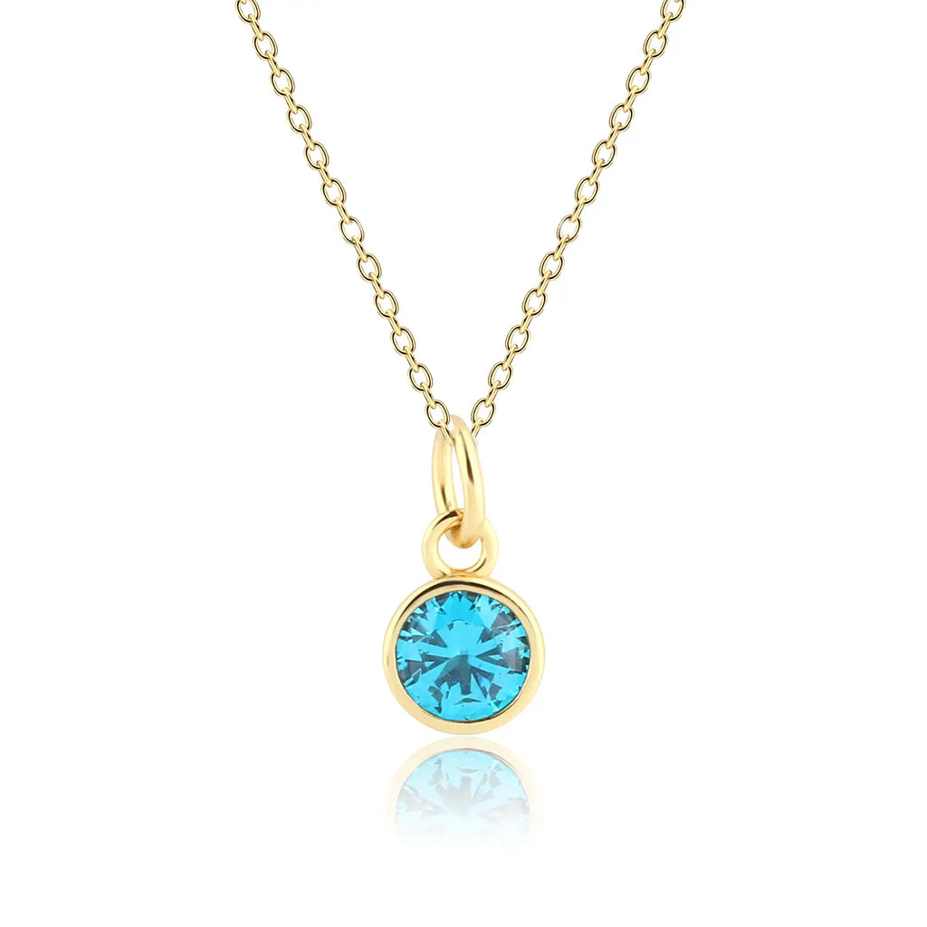 Bezel Birthstone Necklace for Kids