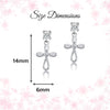 Girls Sterling Silver CZ w/Cross Earrings, First Communion