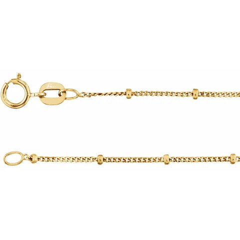 14K Yellow Gold-Filled 1 mm Beaded Curb 18