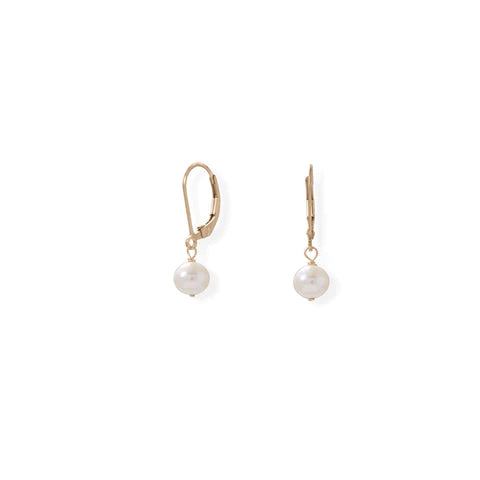 Gold Filled Pearl Leverback Earrings