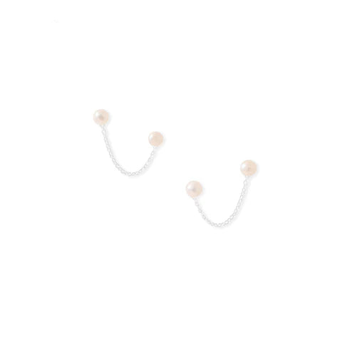 Pearl Double Post Stud Earrings