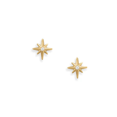 Star CZ Gold Stud Earring
