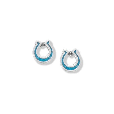 Turquoise Chip Horseshoe Stud Earrings