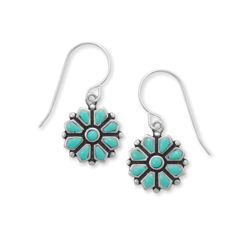Turquoise Flower Dangle Earrings