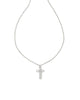 Gracie Cross Pendant Necklace in White Crystal