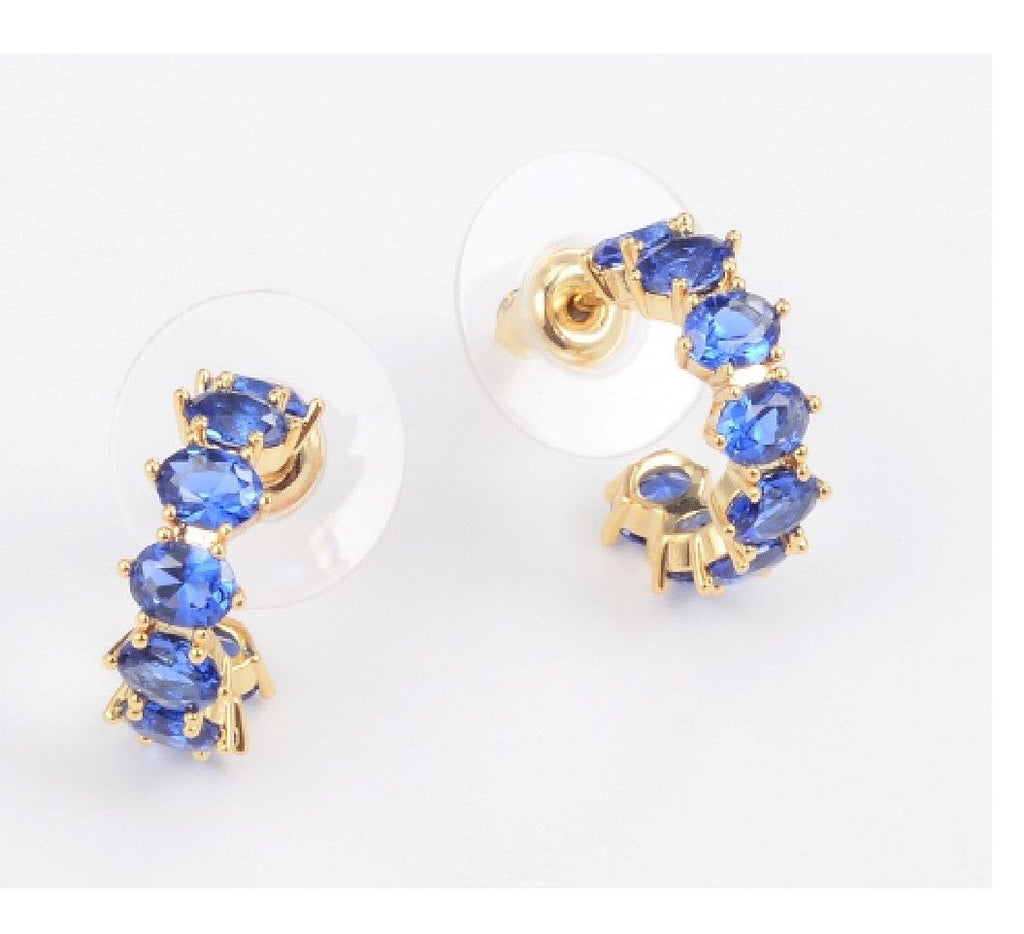 Cailin Crystal Huggie Earrings in Blue Violet