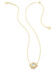 Grayson Sunburst Frame Short Pendant Necklace in Iridescent Opalite Illusion