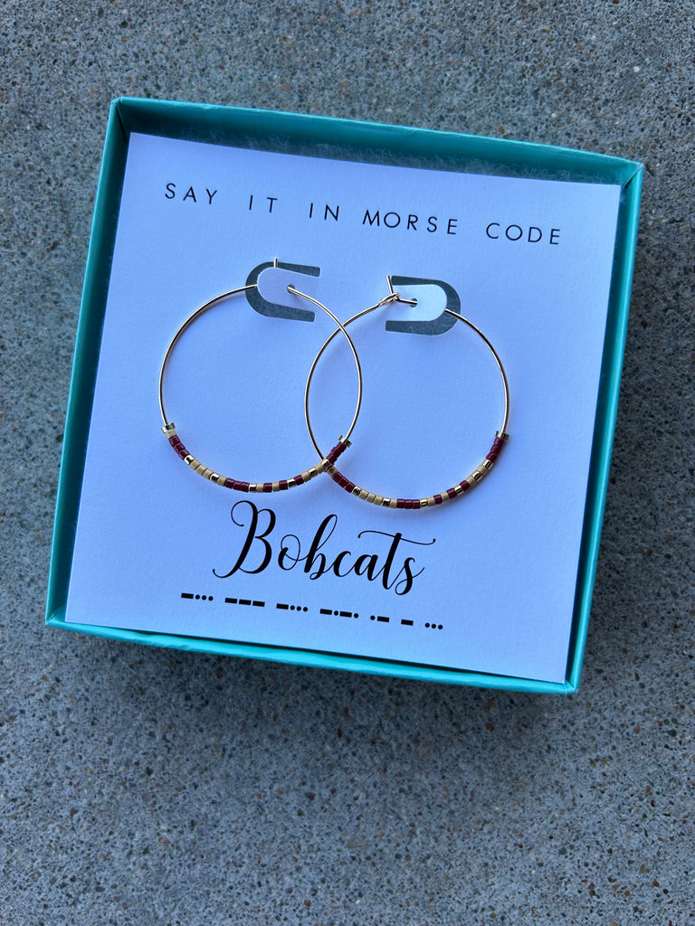 Bobcats Morse Code Hoop Earrings